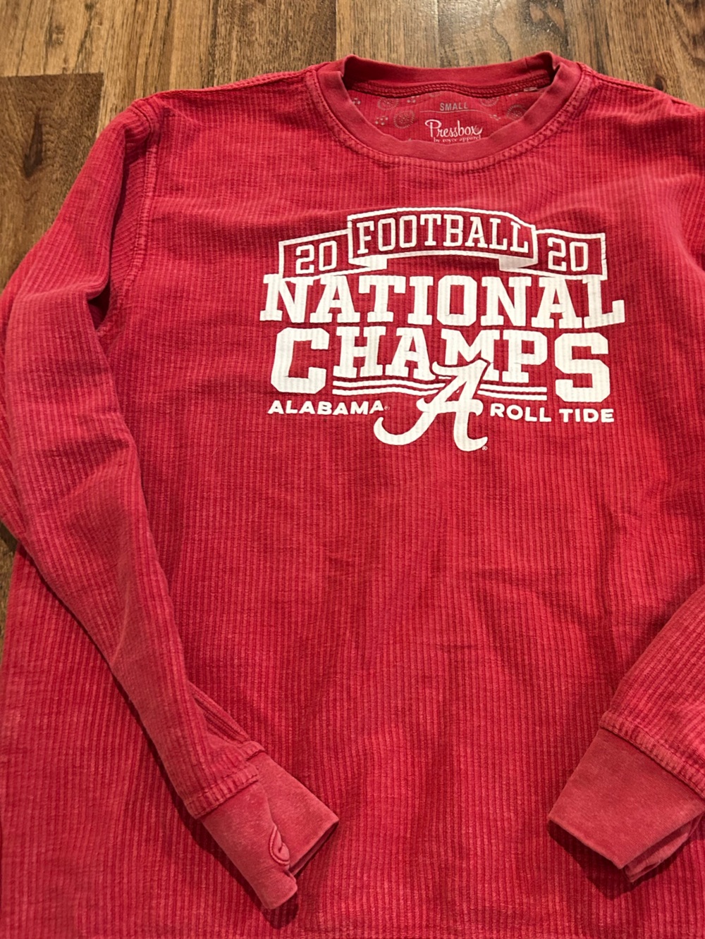Pressbox Red Crewneck Sweater with White 'National Champs' Graphic